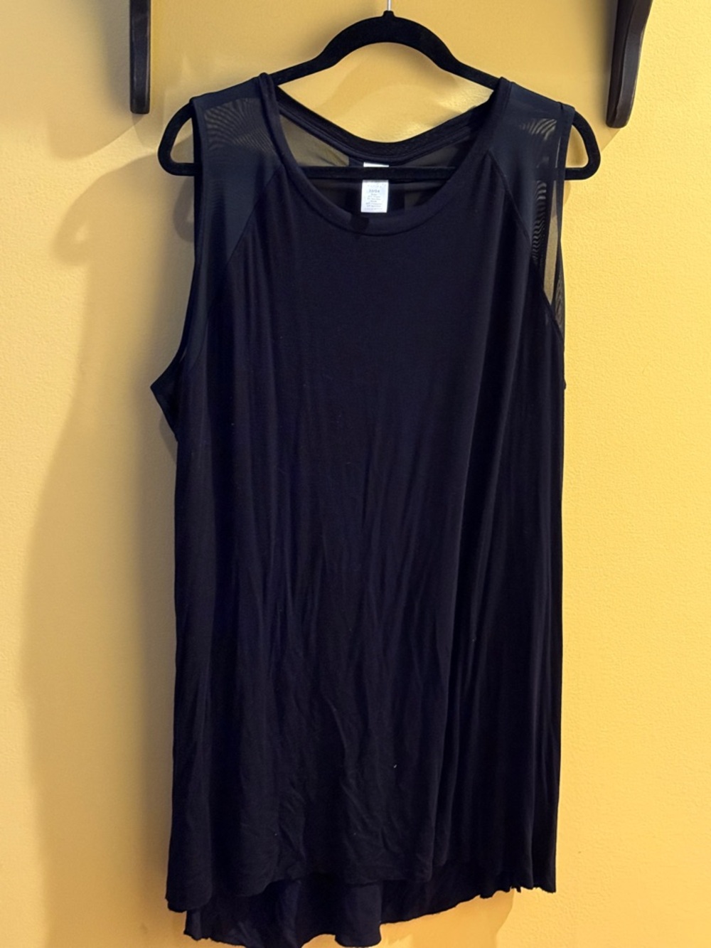 Lane Bryant Black Sleeveless Mesh-Shoulder Tank